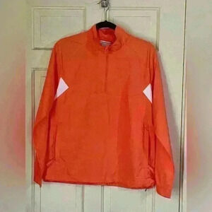 Nike Golf Jacket Medium Coral Pink 1/4 Zip Windbreaker Pockets Fit Storm Womens